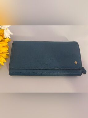 Patrick Cox Blue Pebbled Leather Continental Wallet Rehab Project AS IS